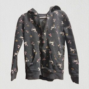 Jumping Beans Unicorn Print Hoodie - Dark Gray